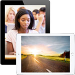two tablets displaying images from the white paper on screen