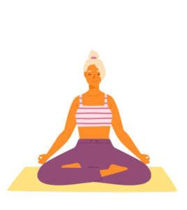 woman sits a lotus pose