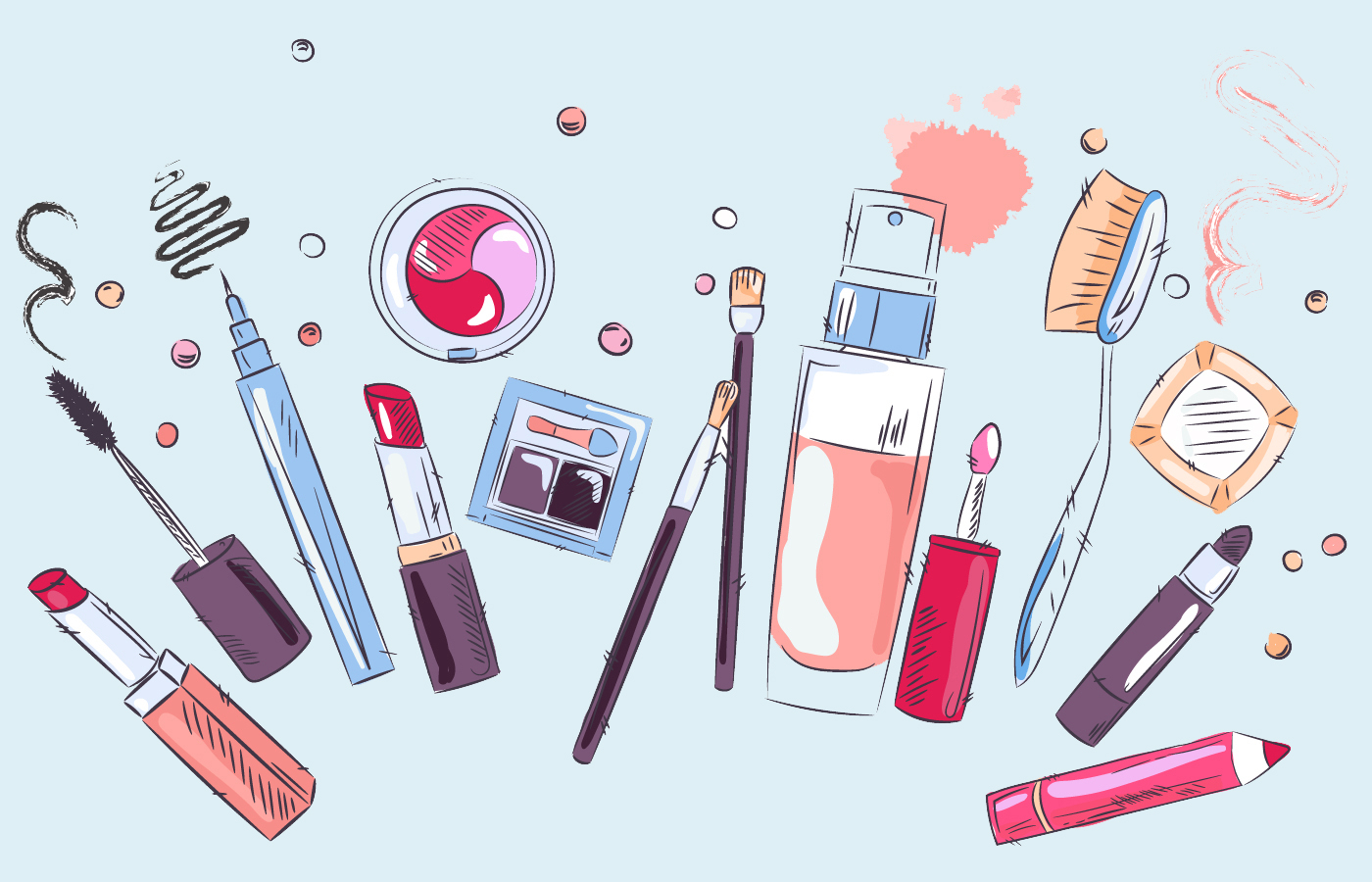 sketch of cosmetics products