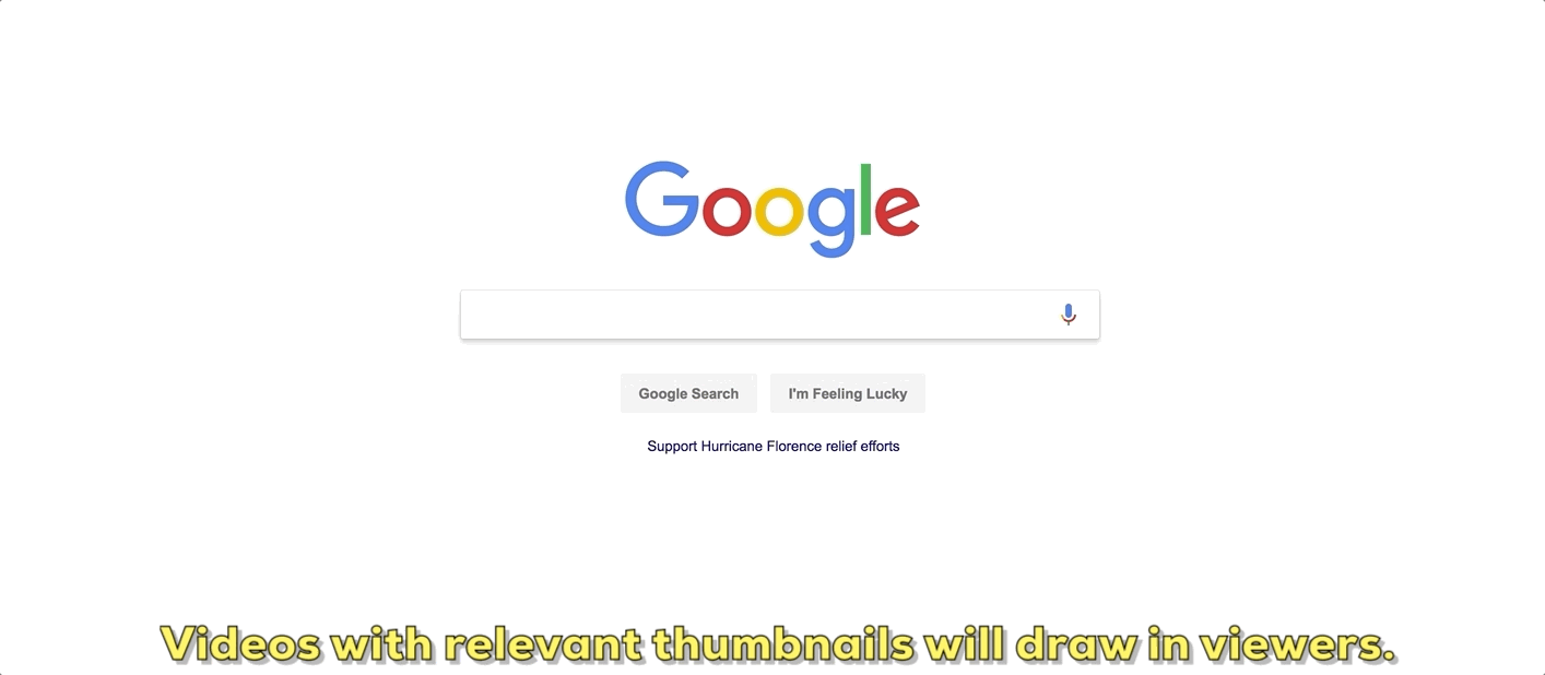 GIF displaying what a video thumbnail is, text reads "A relevant thumbnail will draw in views"