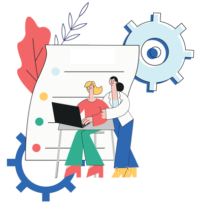 two people at a laptop