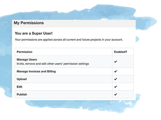 in the account showing how you can manage the permission of certain users