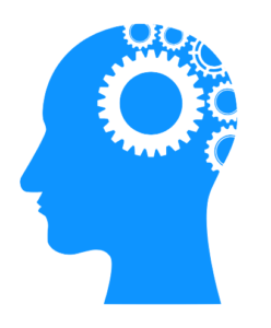 silhouette of human head with gears 