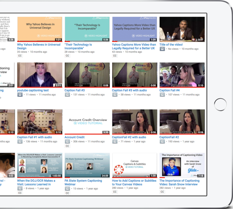 Screenshot of YouTube video library.