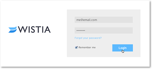 Wistia log in page