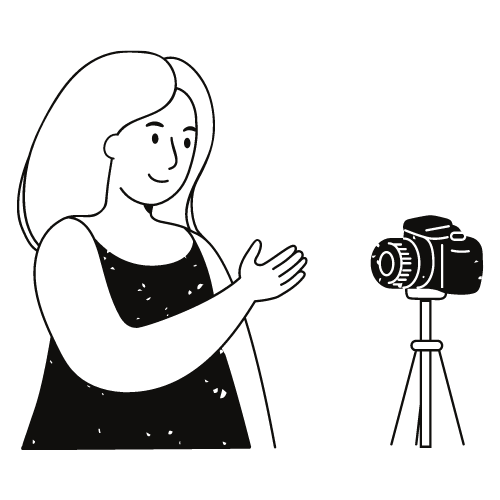 cartoon woman and video camera