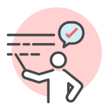 stick figure pointing to a line of text