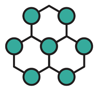 circles in a hexagon shape that are connected by lines