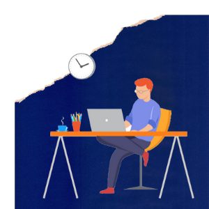 illustration of guy working on a desk