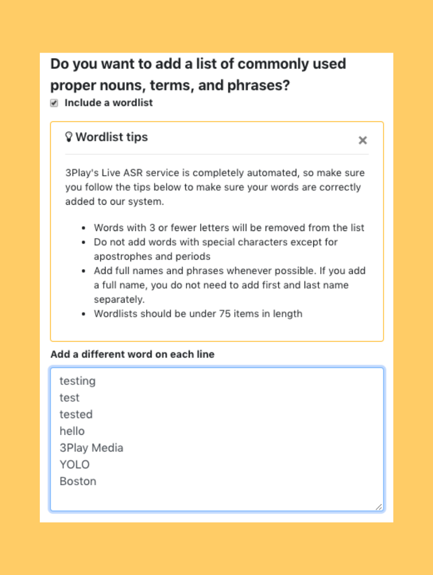 wordlists for 3Play Media