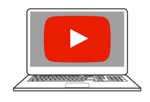 laptop with youtube icon