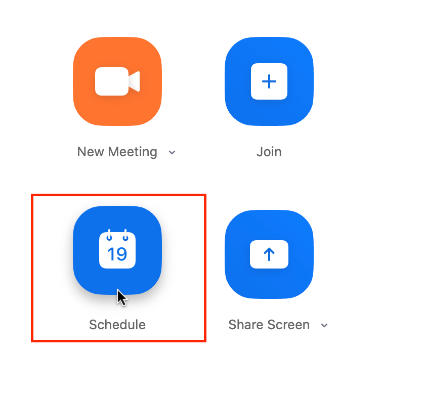 schedule icon in Zoom